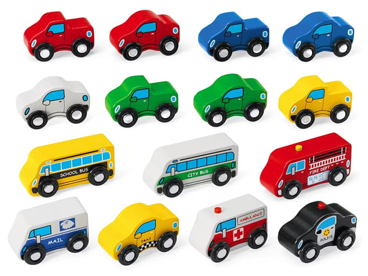 Mini Hardwood Vehicles - Set of 15 - US 6961