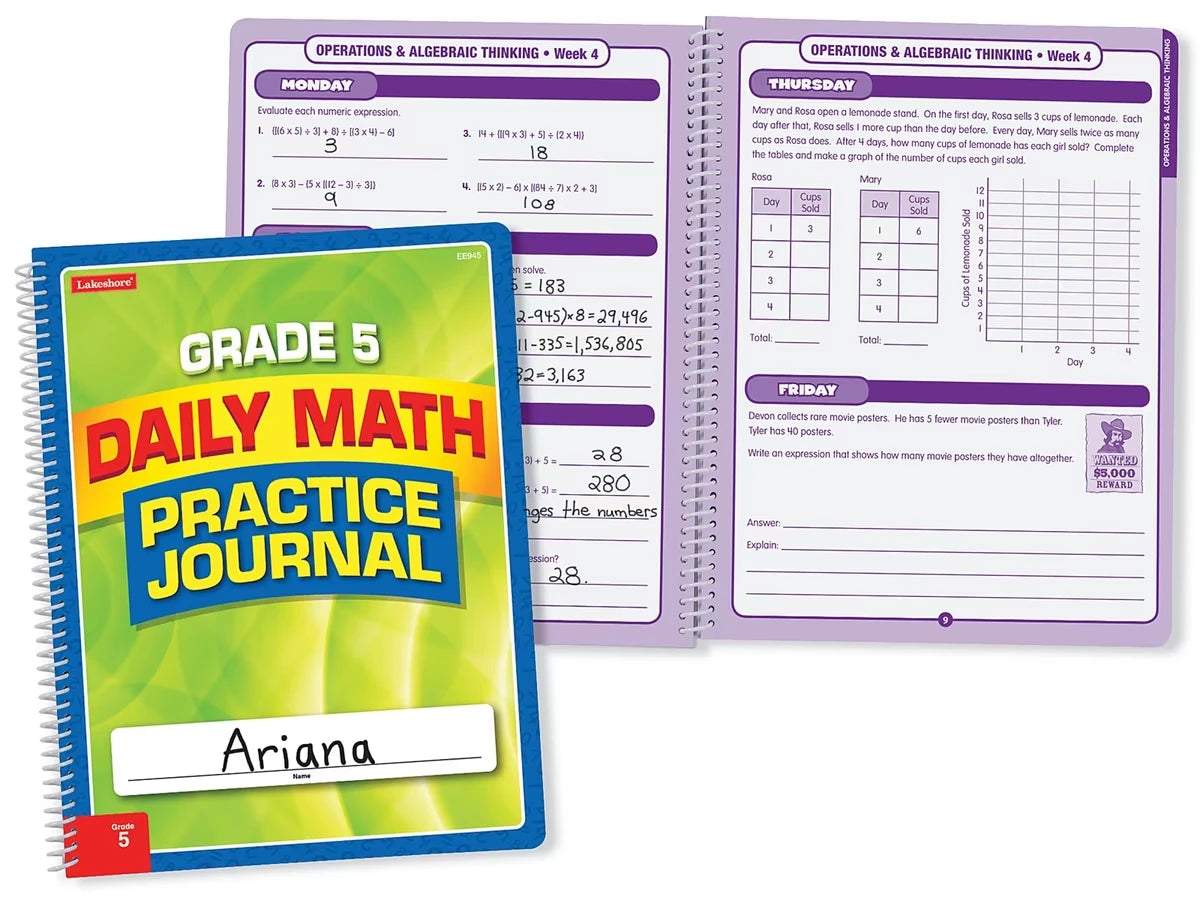 Daily Math Practice Journal - Gr. 5 - US 5514