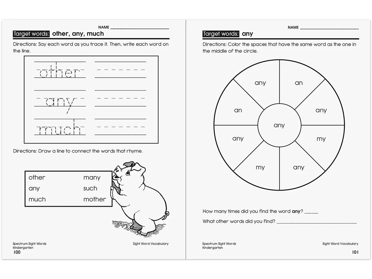 Spectrum® Sight-Words Workbook - Kindergarten - US 5298