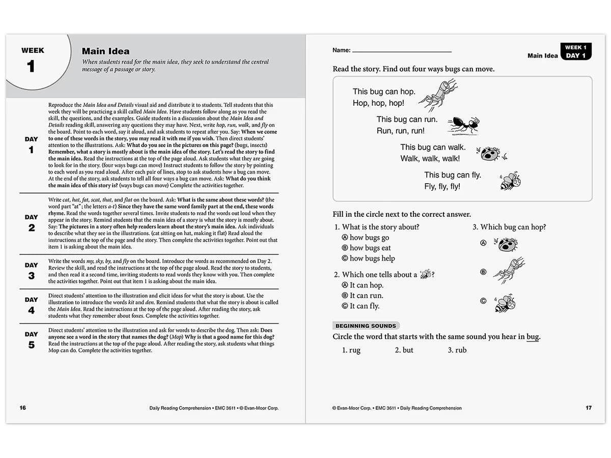 Daily Reading Comprehension Activities Workbook - Gr. 1 - US 5180