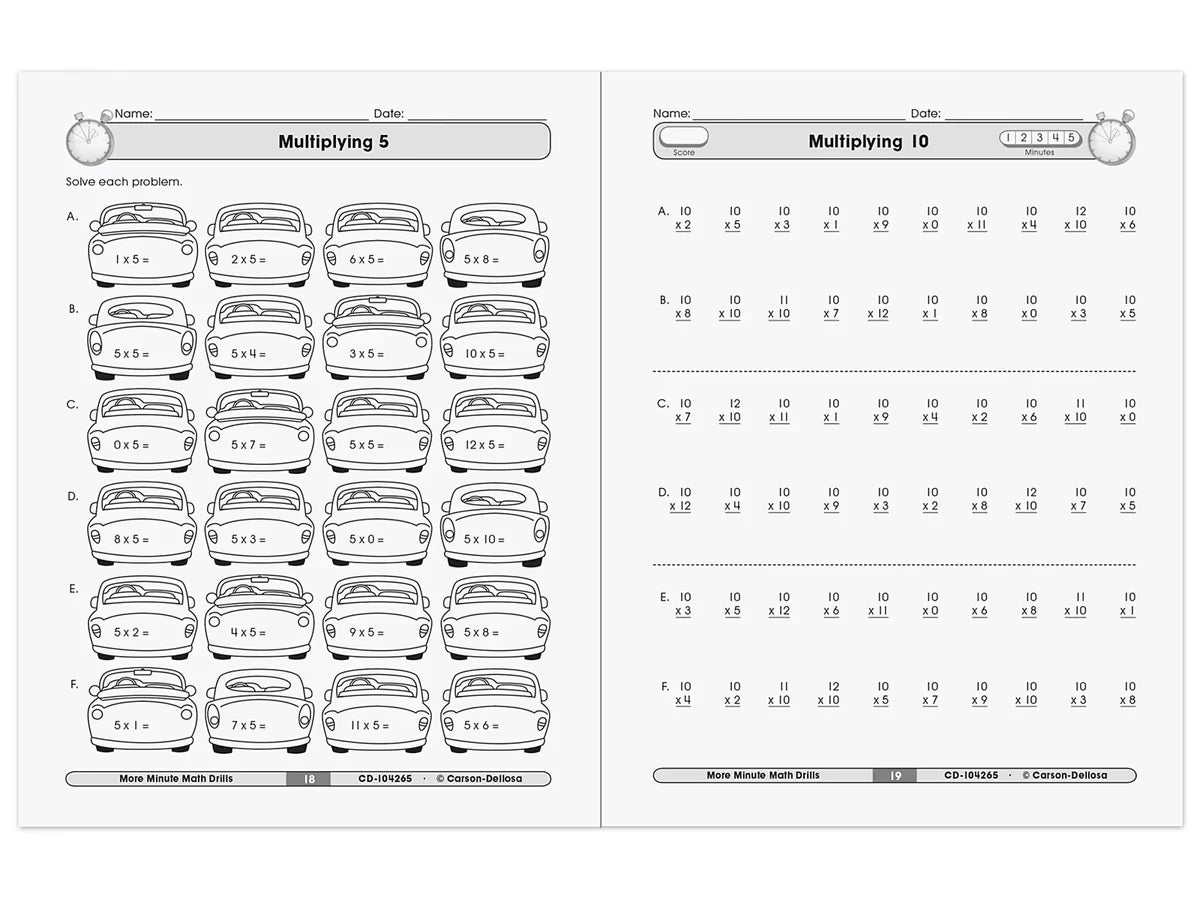 Multiplication & Division Minute Math Drills Workbook - US 7829