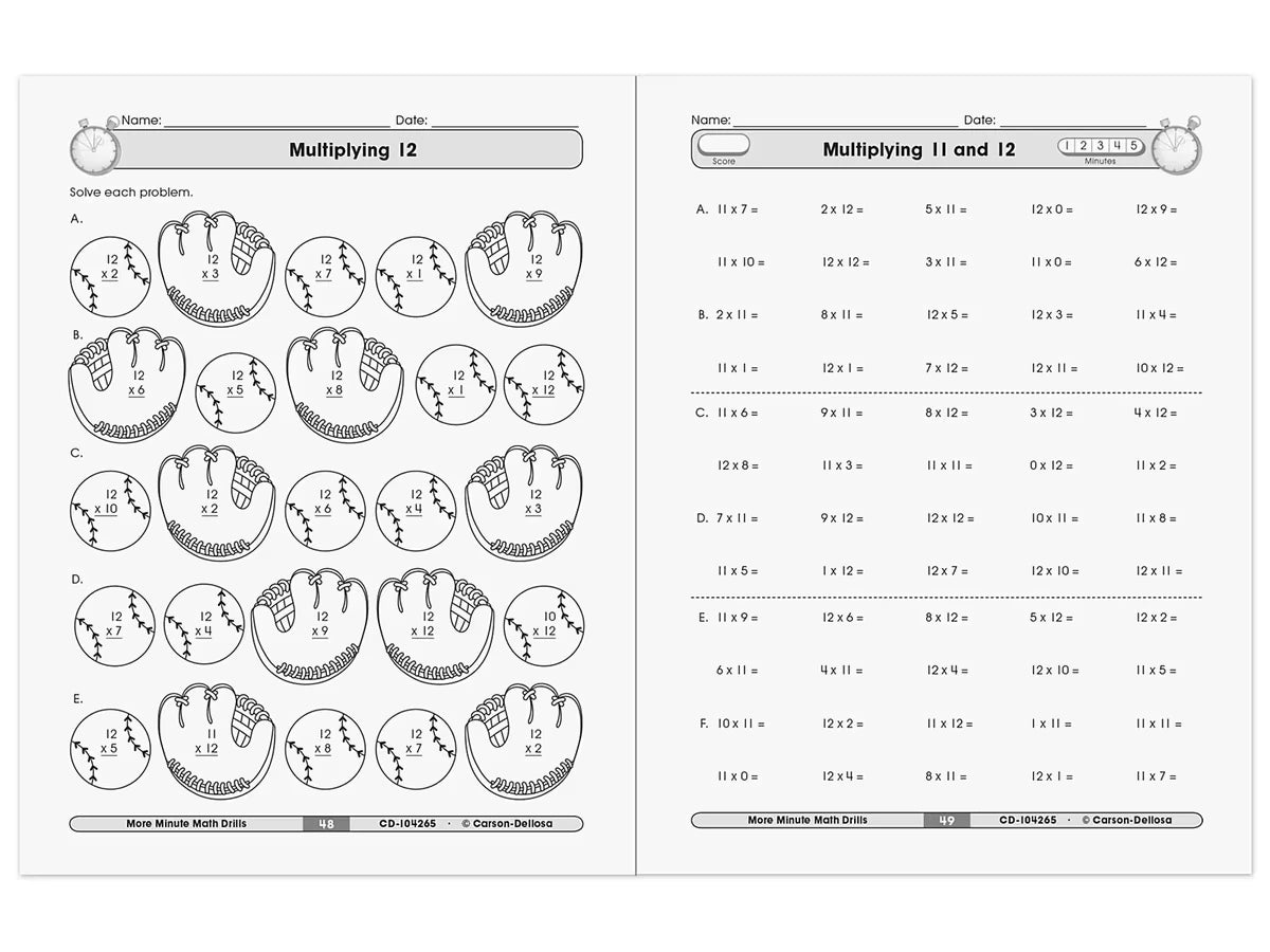 Multiplication & Division Minute Math Drills Workbook - US 7829