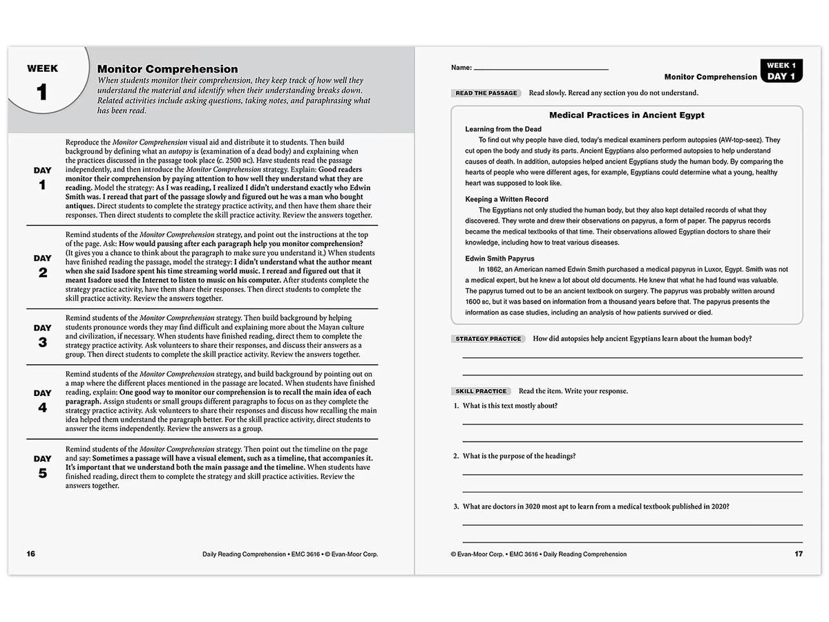 Daily Reading Comprehension Activities Workbook - Gr. 6 - US 9048