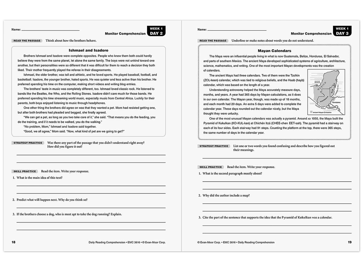 Daily Reading Comprehension Activities Workbook - Gr. 6 - US 9048