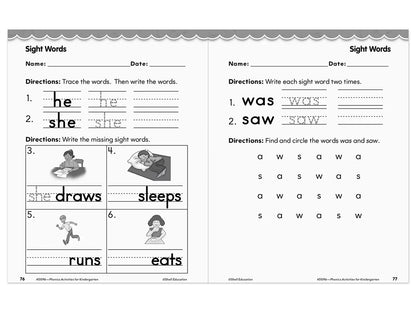 Phonics for Kindergarten Workbook - US 5145