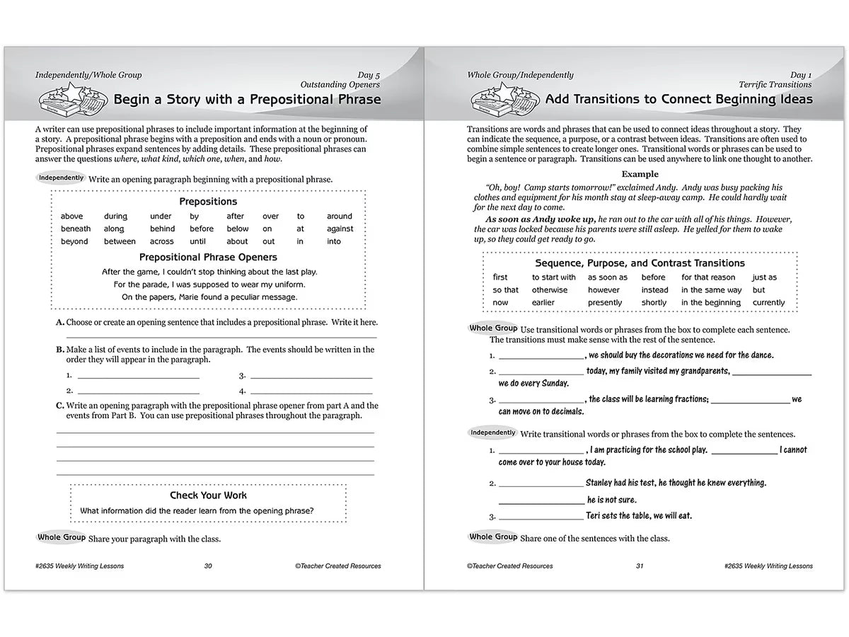 Weekly Writing Lessons Workbook - Gr. 5-6 - US 1126