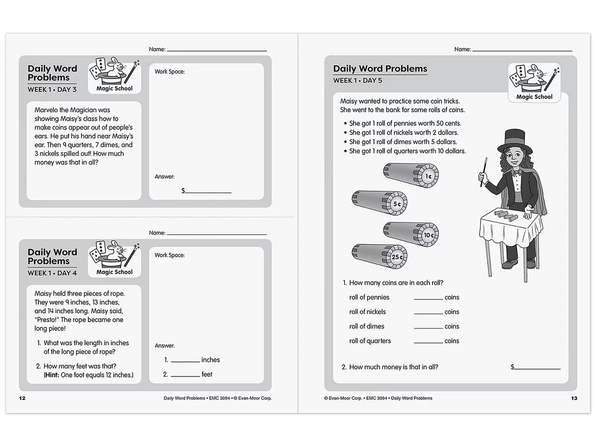 Daily Word Problems Workbook - Gr. 4 - US 7033
