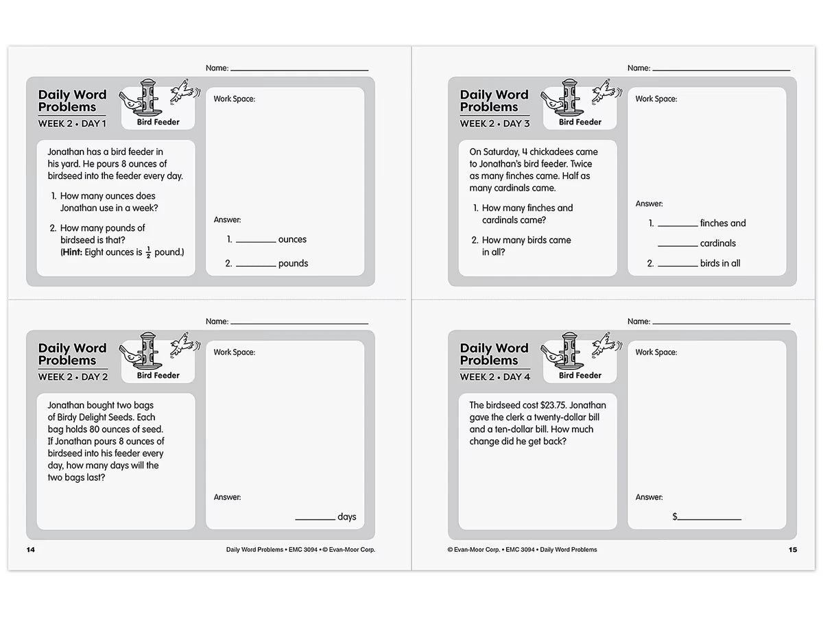 Daily Word Problems Workbook - Gr. 4 - US 7033