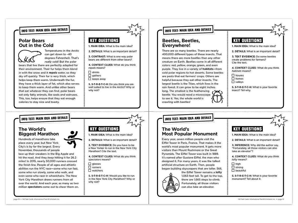 Informational Text 100 Task Cards Workbook - US 6042