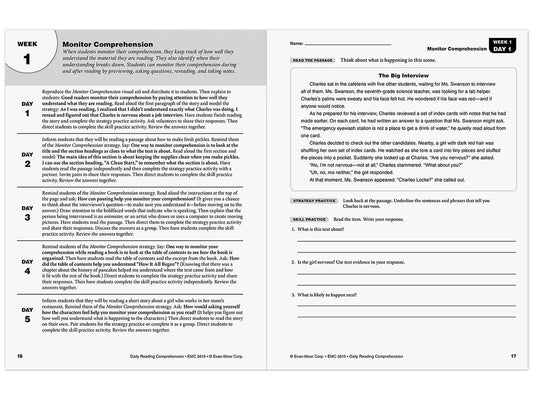 Daily Reading Comprehension Activities Workbook - Gr. 5 - US 8797