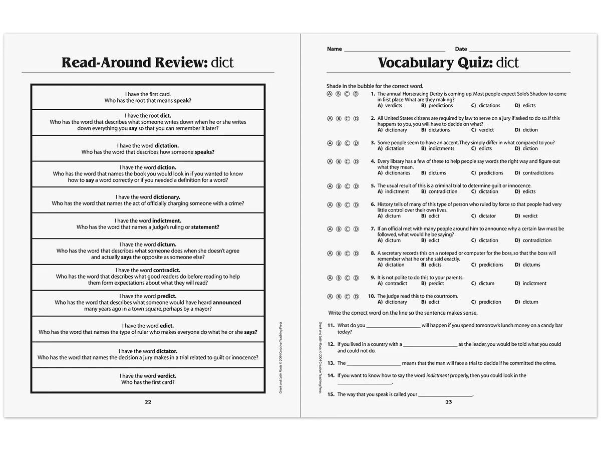 Greek & Latin Roots Workbook - US 2509