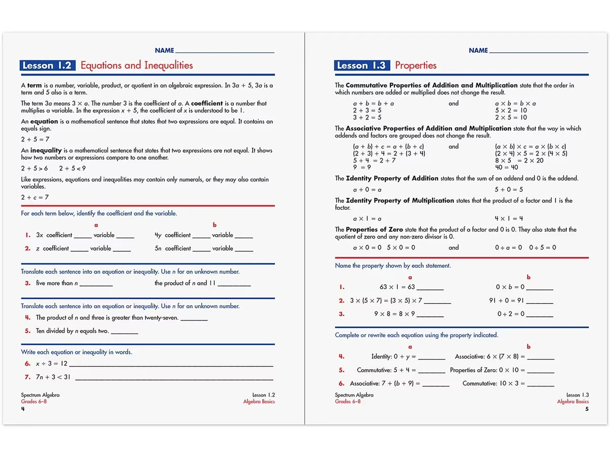 Spectrum® Algebra Workbook - US 4300