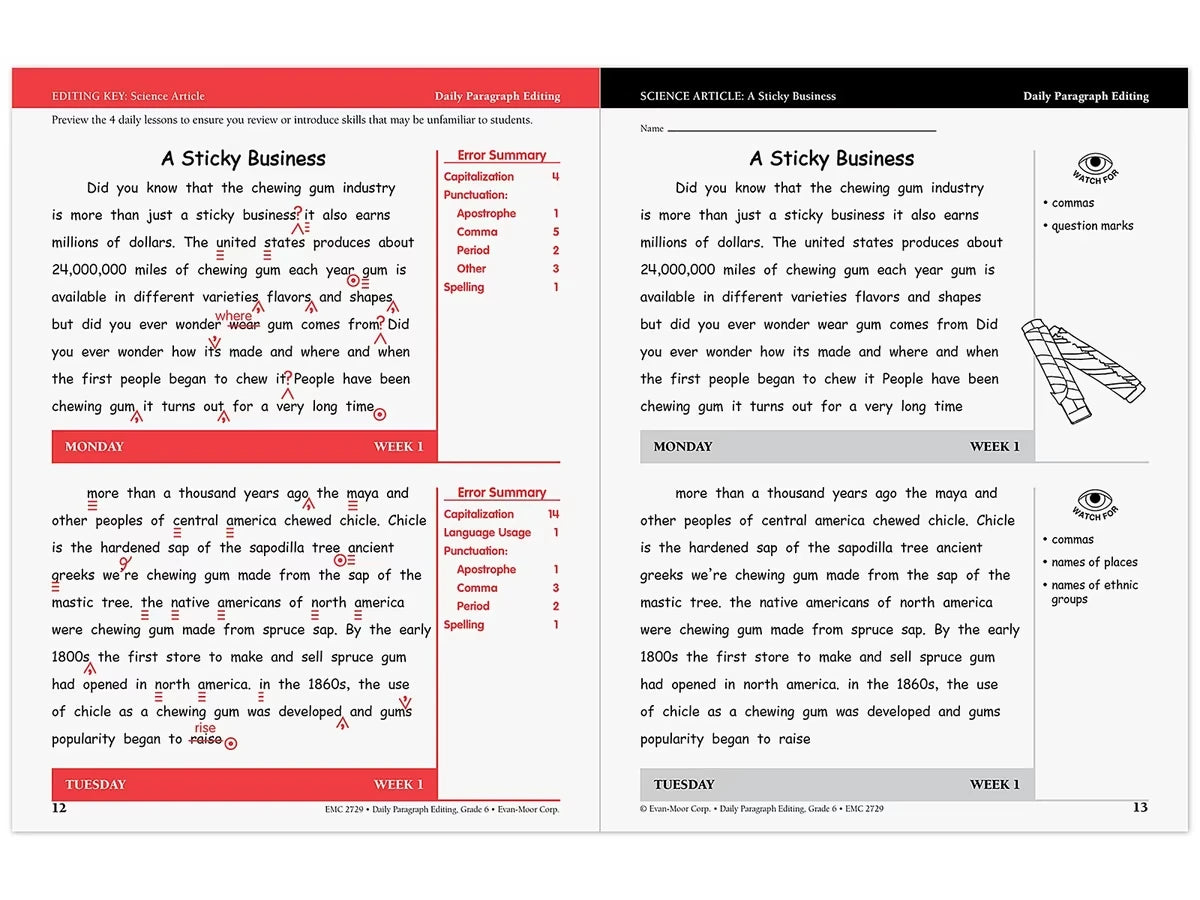 Daily Paragraph Editing Workbook - Gr. 6 - US 2895