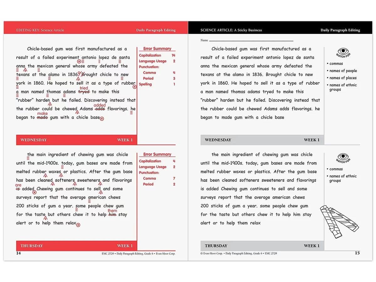 Daily Paragraph Editing Workbook - Gr. 6 - US 2895