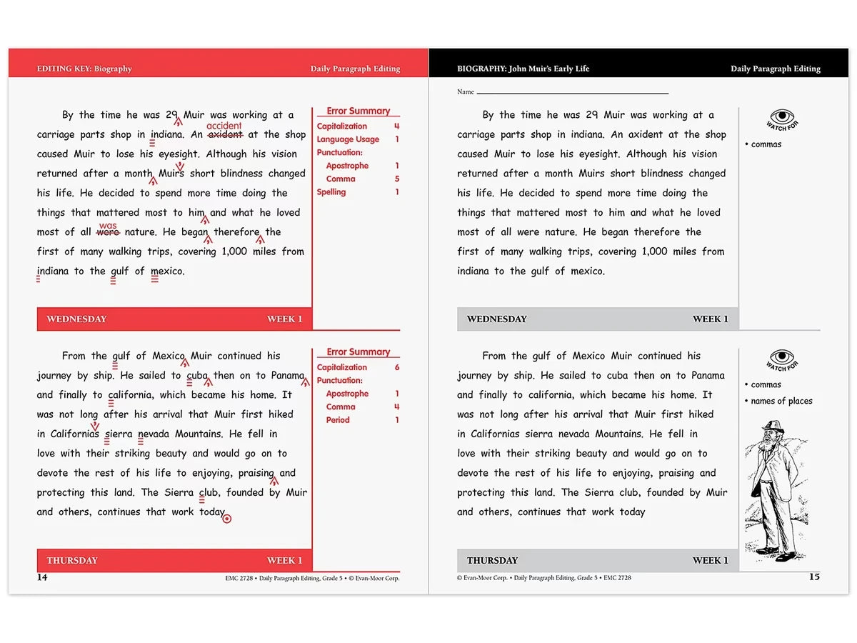 Daily Paragraph Editing Workbook - Gr. 5 - US 2774