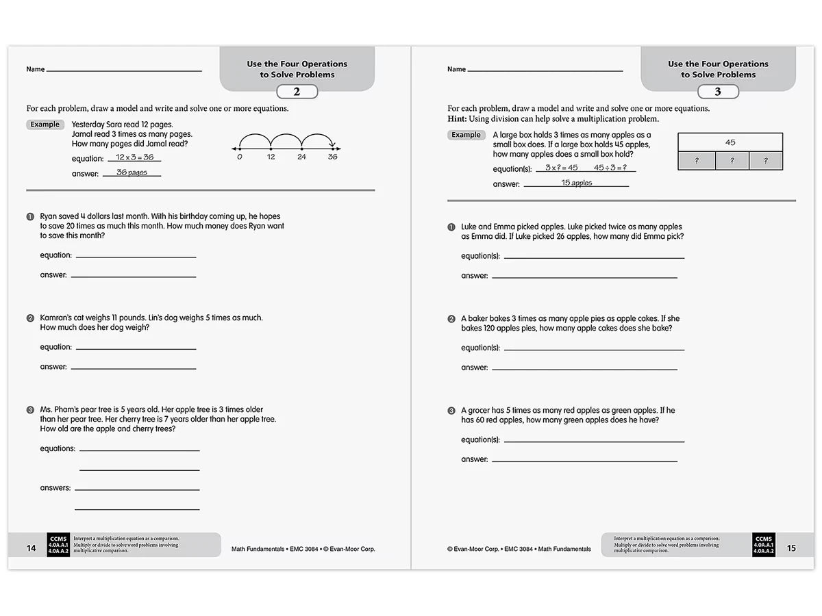 Math Fundamentals Workbook - Gr. 4 - US 6824