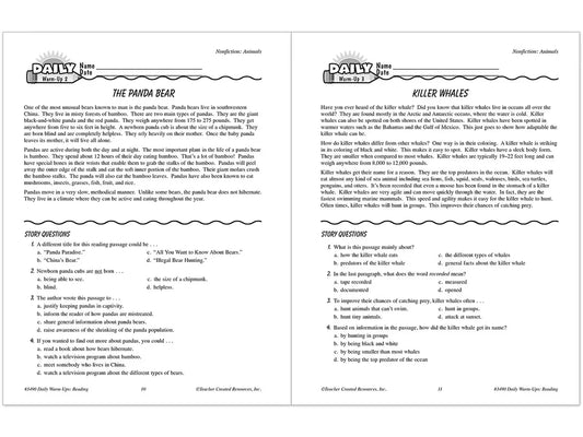 Reading Daily Warm-Ups Workbook - Gr. 4 - US 2330