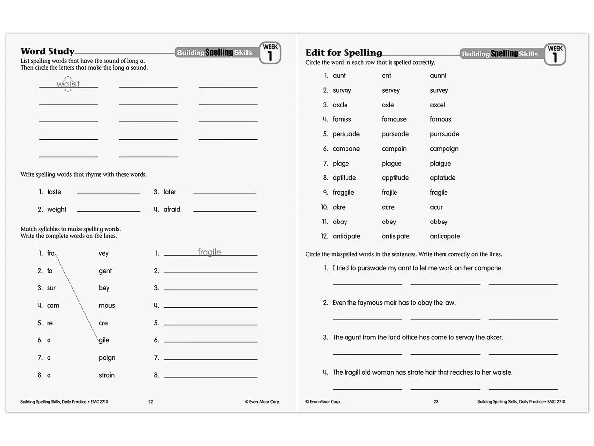 Building Spelling Skills Workbook - Gr. 6 - US 2495