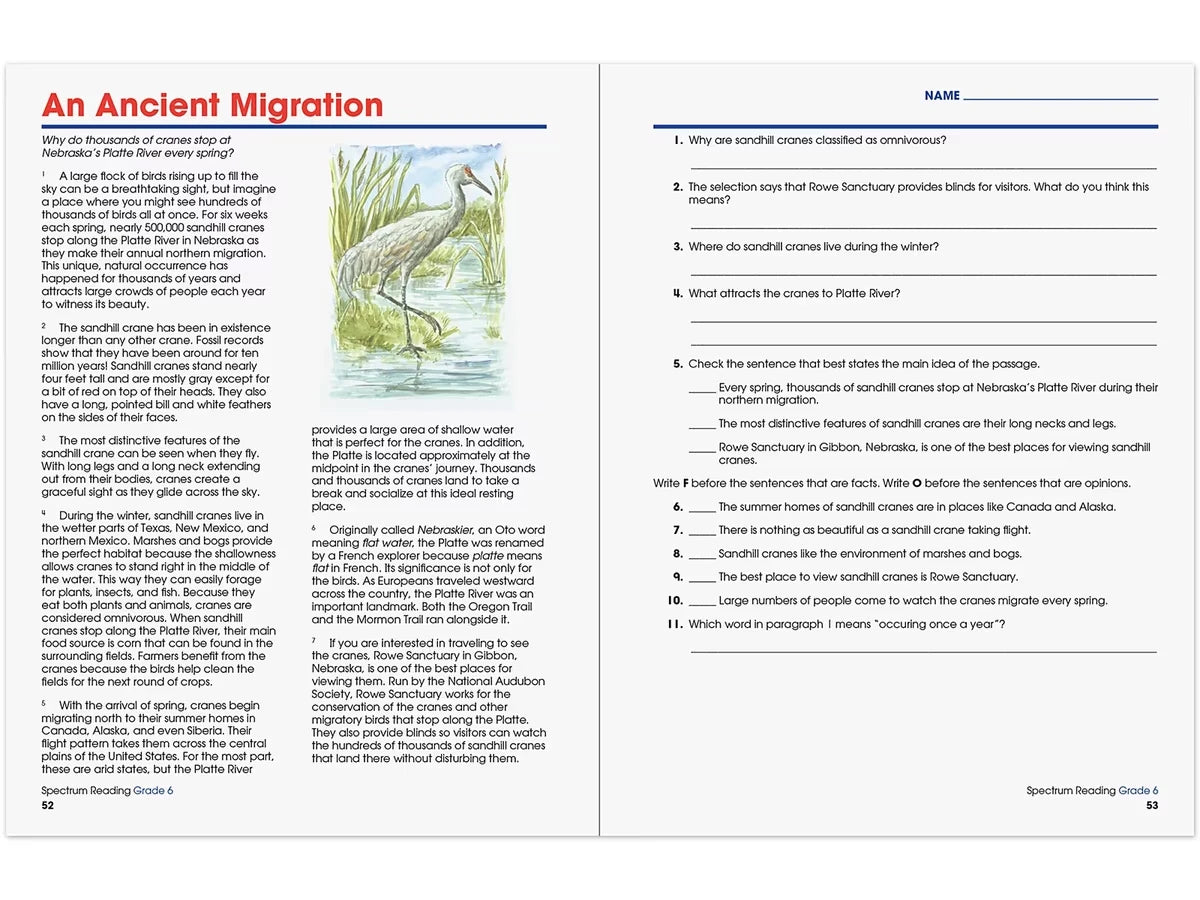 Spectrum® Reading Workbook - Gr. 6 - US 9000