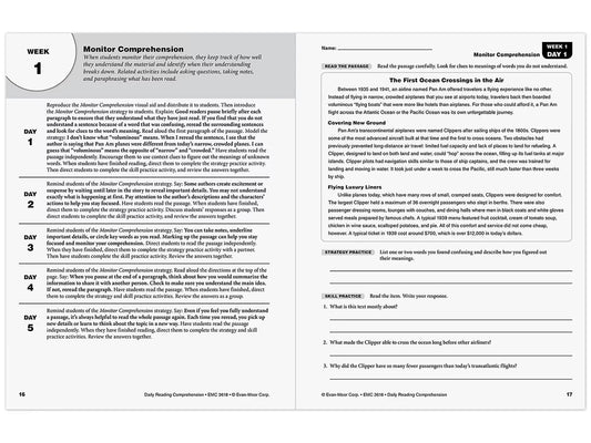 Daily Reading Comprehension Activities Workbook - Gr. 8 - US 1123
