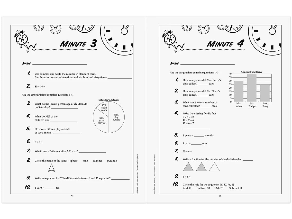 Math Minutes Workbook - Gr. 5 - US 6722