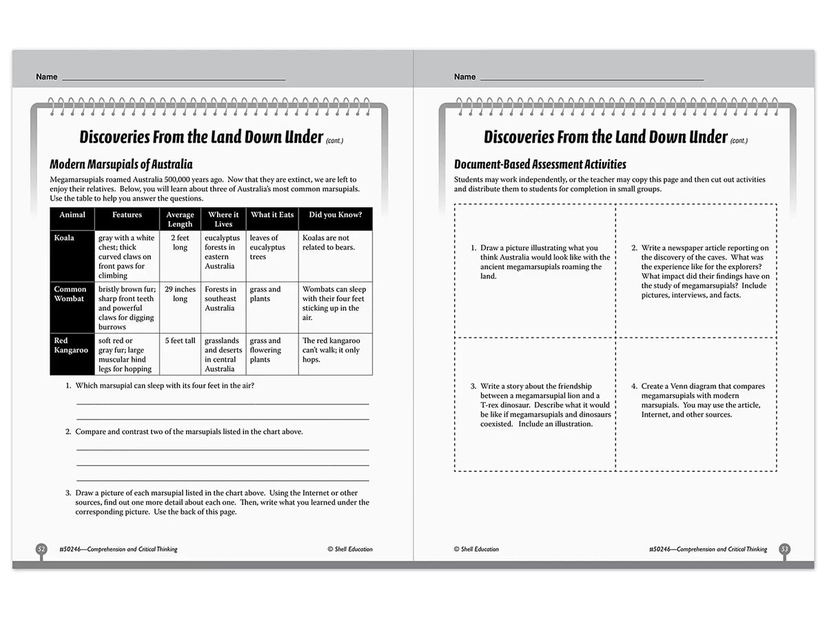 Comprehension and Critical Thinking Workbook - Gr. 6 - US 7598