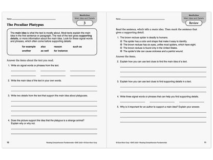 Reading Comprehension Fundamentals Workbook - Gr. 3 - US 7718