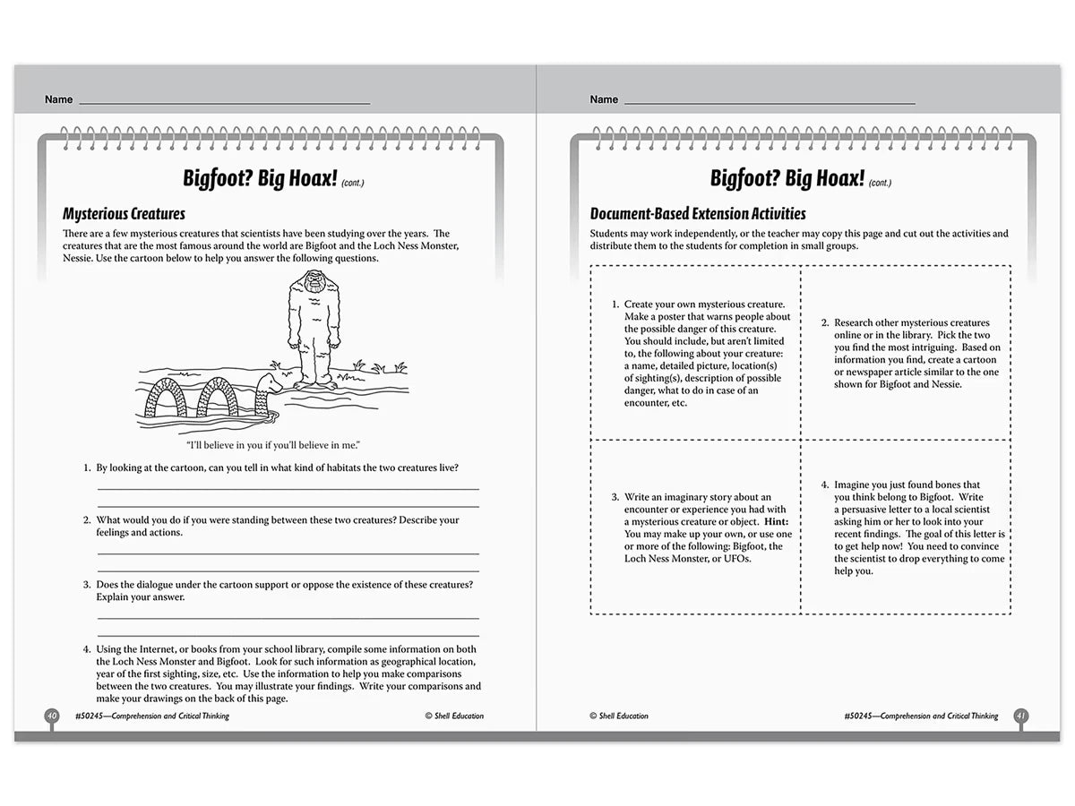 Comprehension and Critical Thinking Workbook - Gr. 5 - US 9354