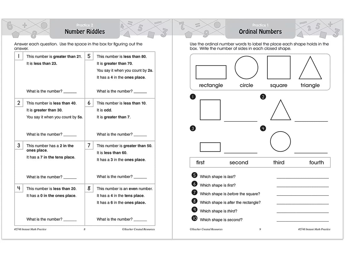 Instant Math Practice Workbook - Gr. 1 - US 1029