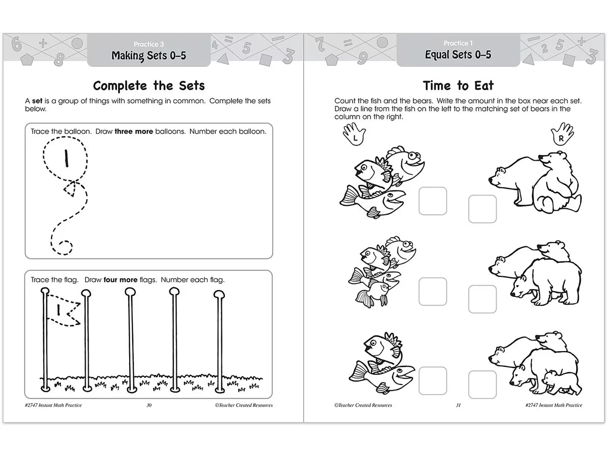 Instant Math Practice Workbook - Kindergarten - US 9174