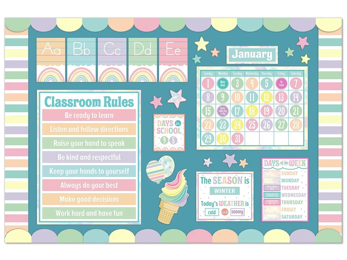 Pastel Pop Calendar Bulletin Board Set - US 6437
