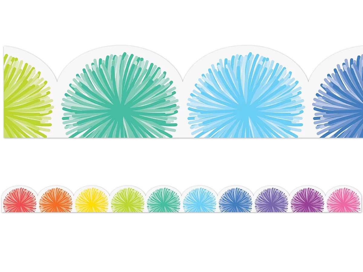 Colorful Poms Rainbow Scalloped Border - US 1950