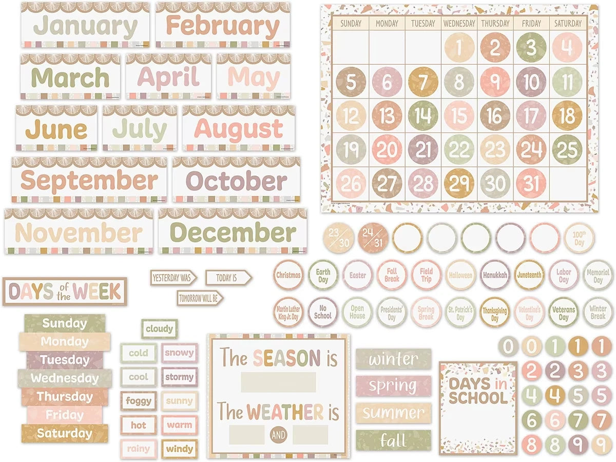 Terrazzo Tones Calendar Bulletin Board Set - US 2031