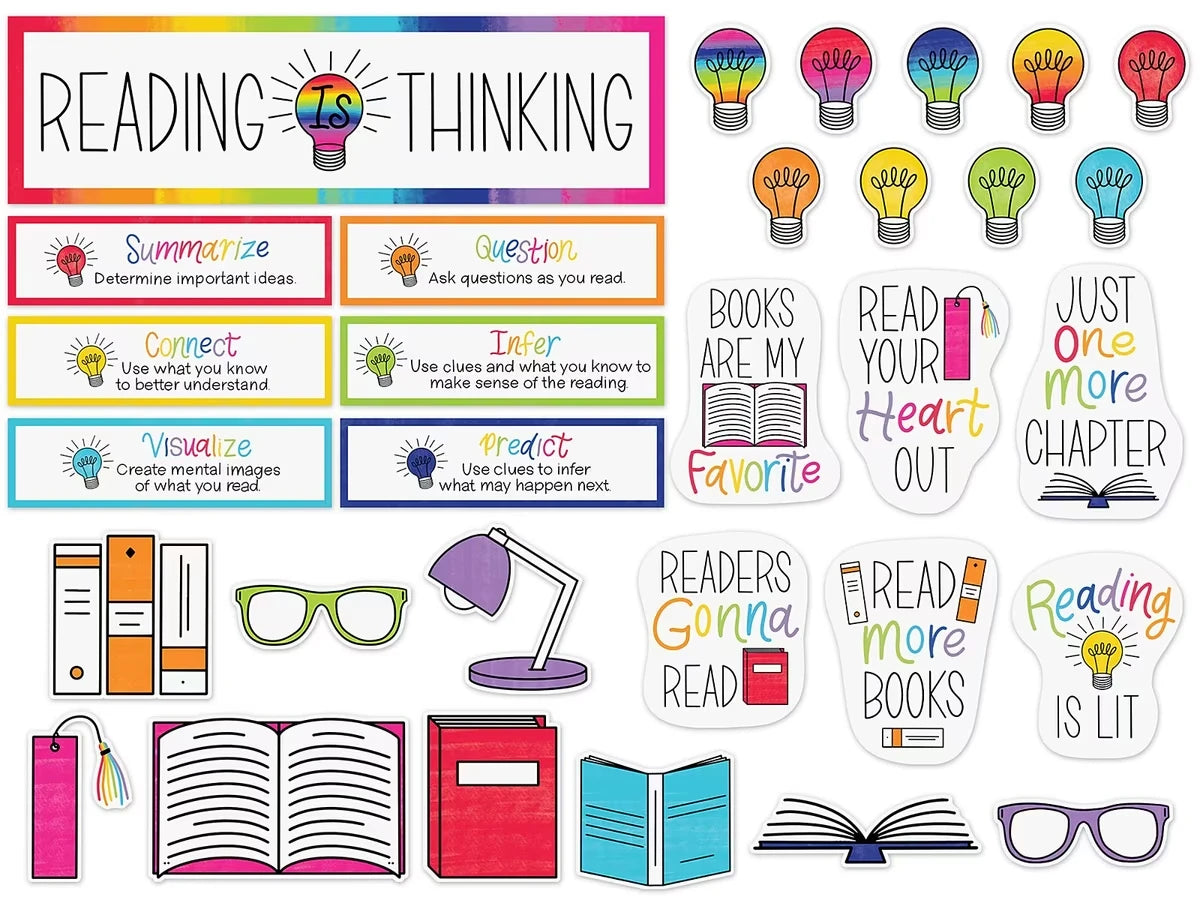 Light Bulb Moments Reading Is Thinking Bulletin Board Set - US 6248