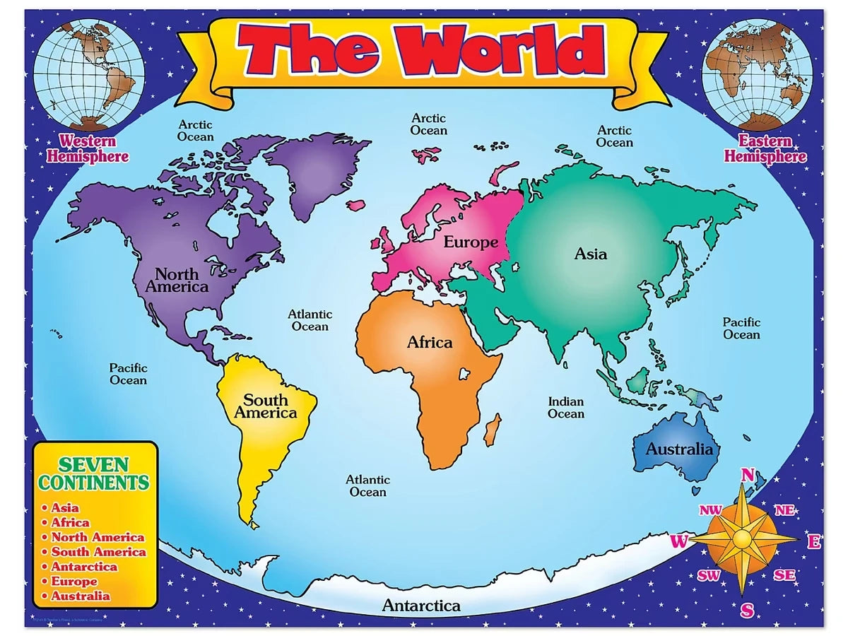 Friendly Write & Wipe World Map Poster - US 5830