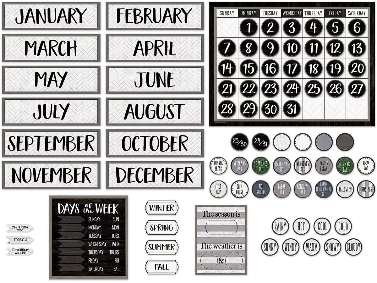 Modern Farmhouse Calendar Bulletin Board Set - US 8909