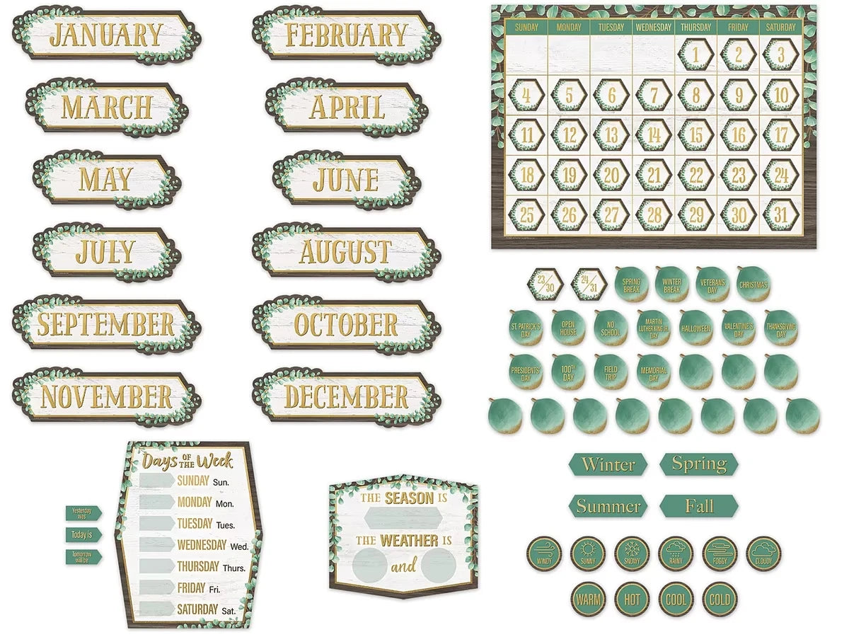 Eucalyptus Calendar Bulletin Board Set - US 5323