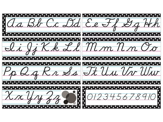 Black Polka Dot Cursive Bulletin Board Set - US 7211