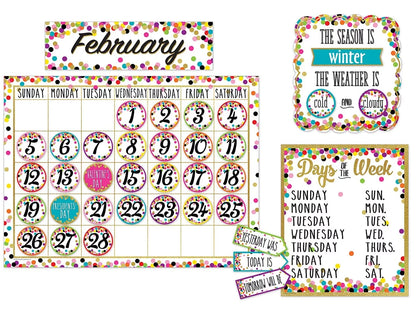 Confetti Calendar Bulletin Board Set - US 7877