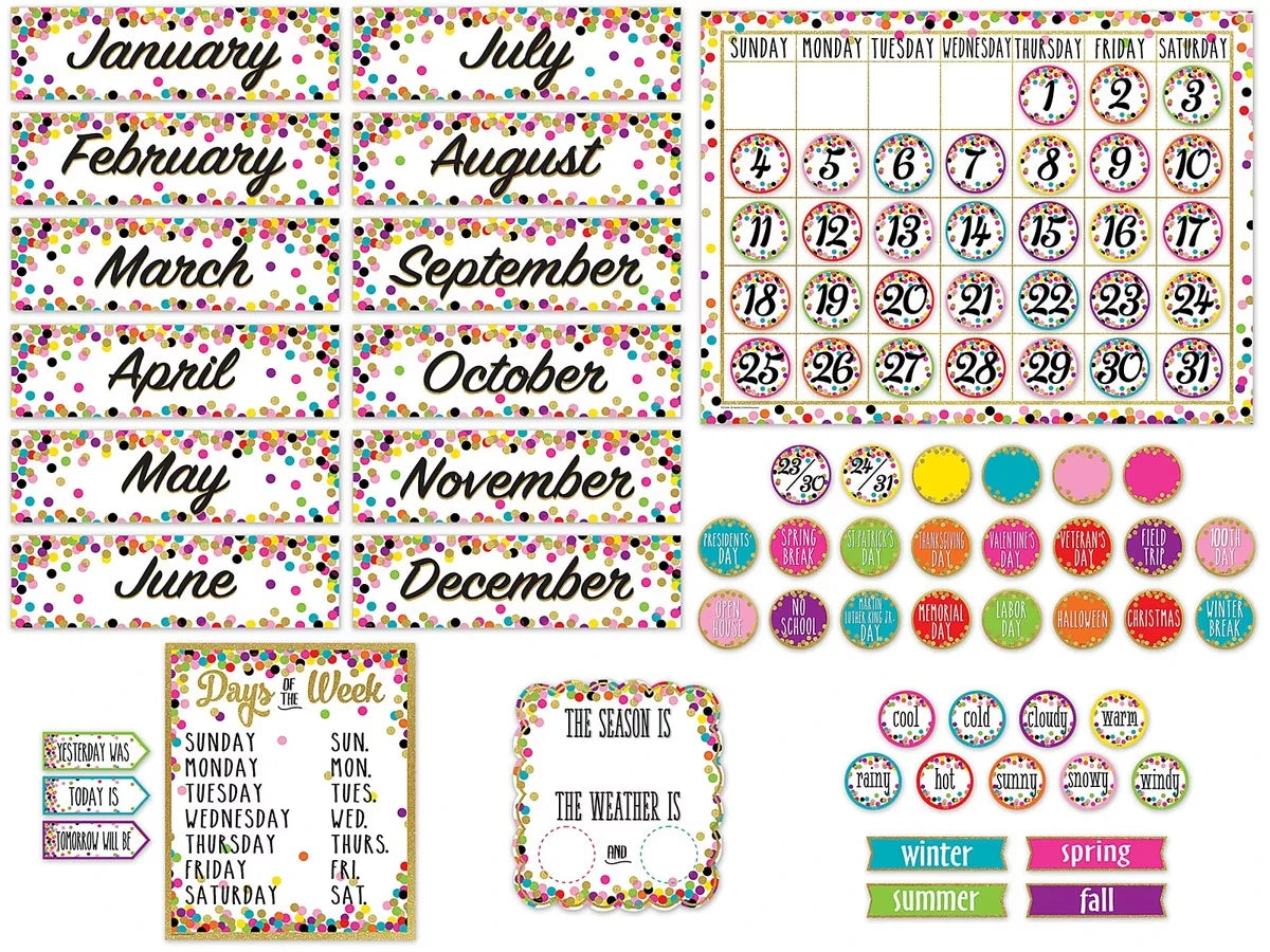 Confetti Calendar Bulletin Board Set - US 7877