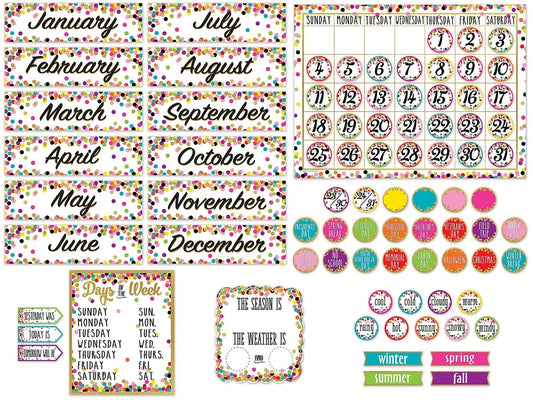 Confetti Calendar Bulletin Board Set - US 7877