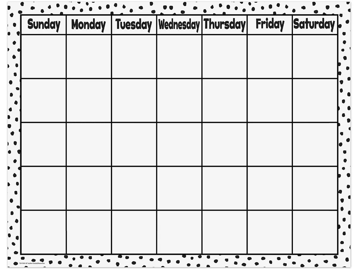 Black & White Classroom Calendar - US 4240