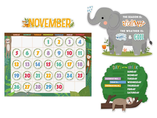 Jungle Friends Calendar Bulletin Board Set - US 8792