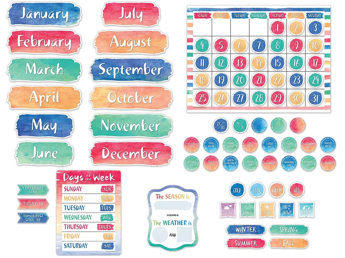 Watercolor Calendar Bulletin Board Set - US 2816