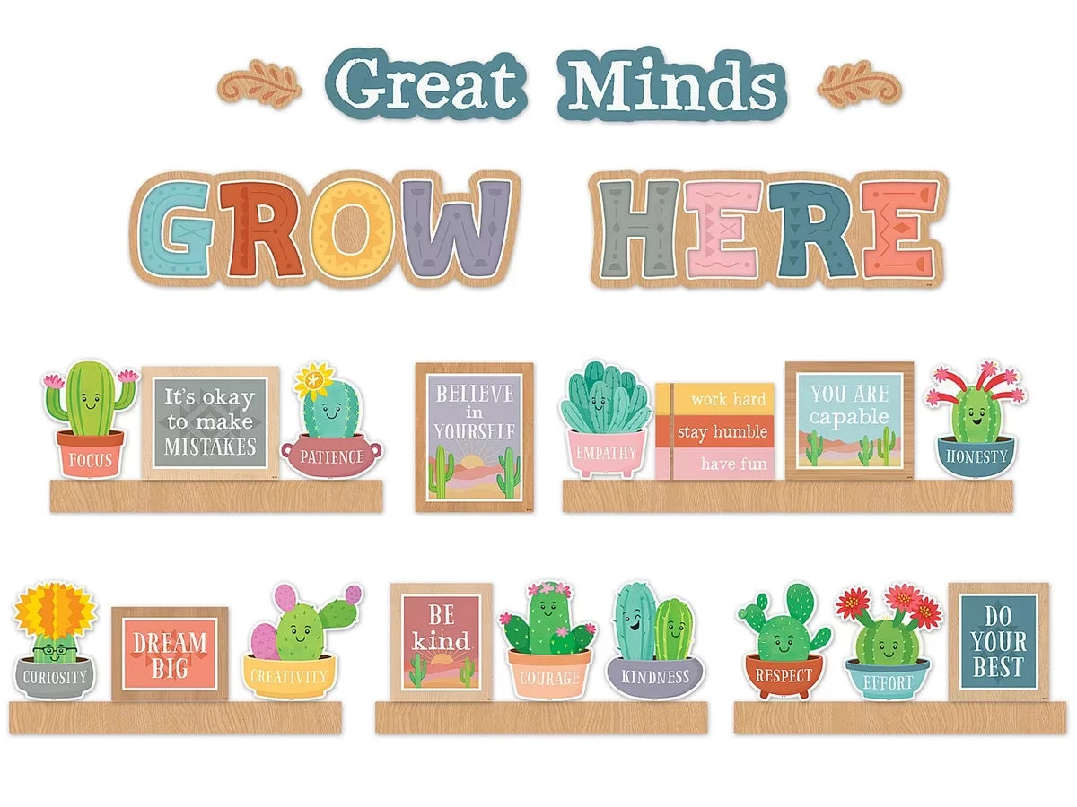 Happy Cactus Crew Growth Mindset Bulletin Board Set - US 9373