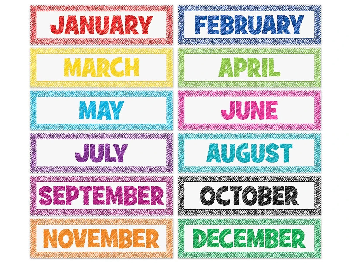 Scribble Months of the Year Bulletin Board Set - US 3712