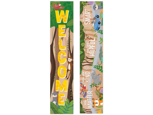 Jungle Friends Double-Sided Welcome Banner - US 2374
