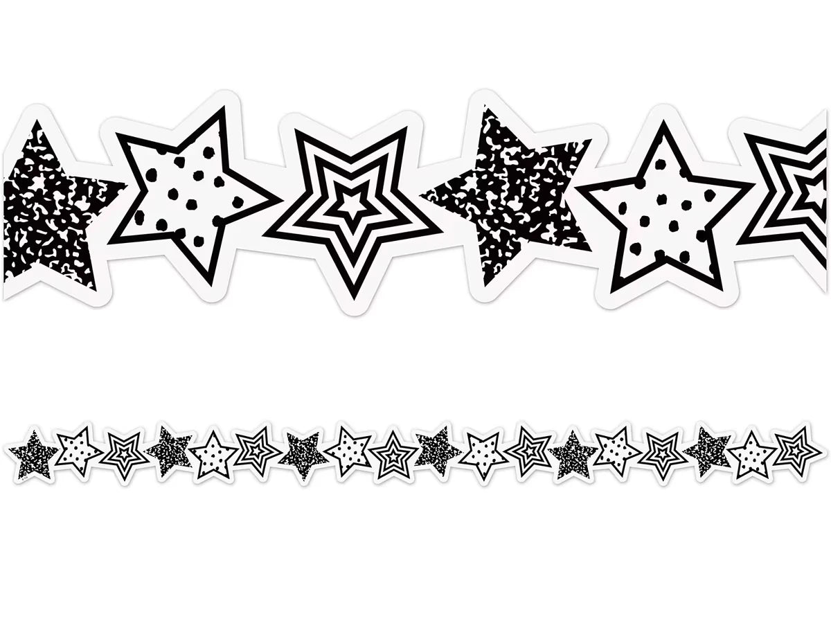 Brights 4Ever Black & White Star Border - US 2396
