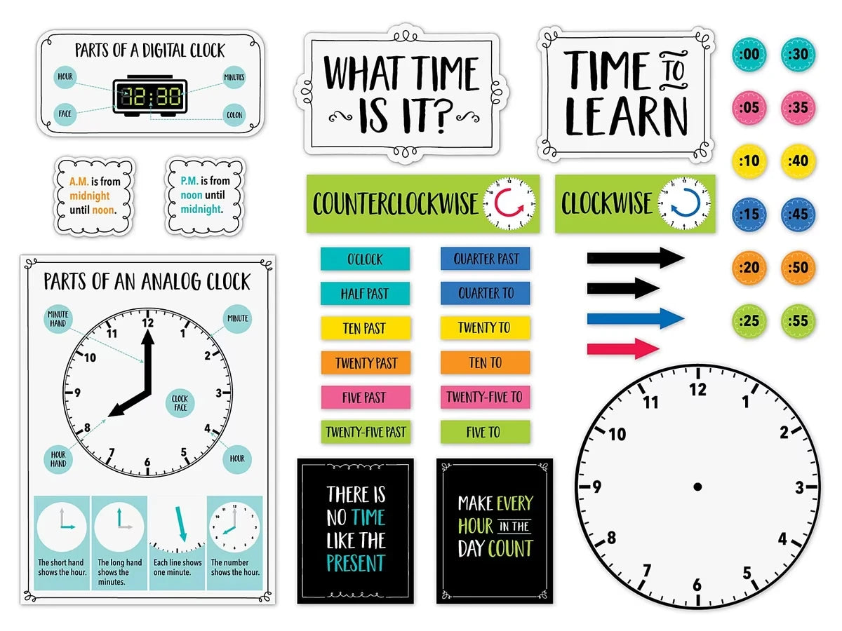 Core Decor Telling Time Bulletin Board Set - US 3254