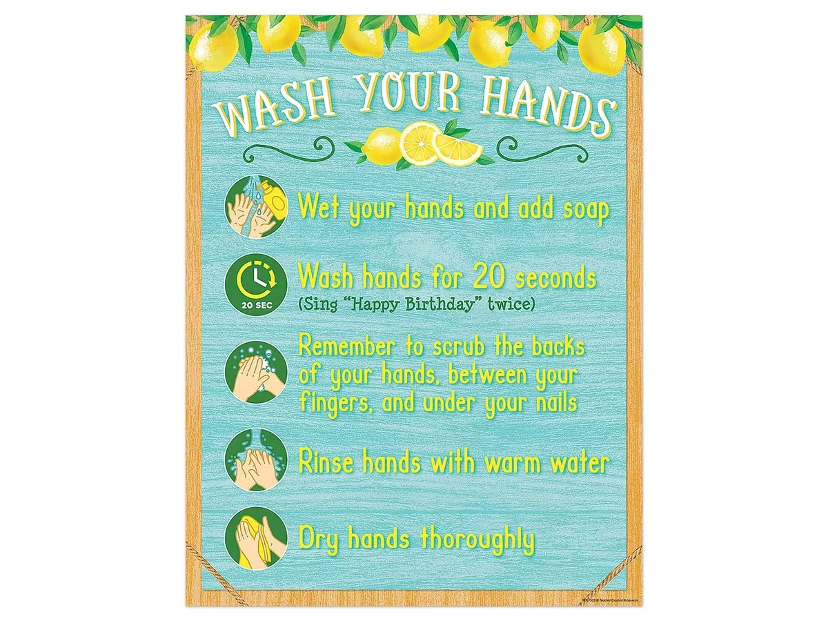 Lemon Zest Wash Your Hands Reference Poster - US 9606